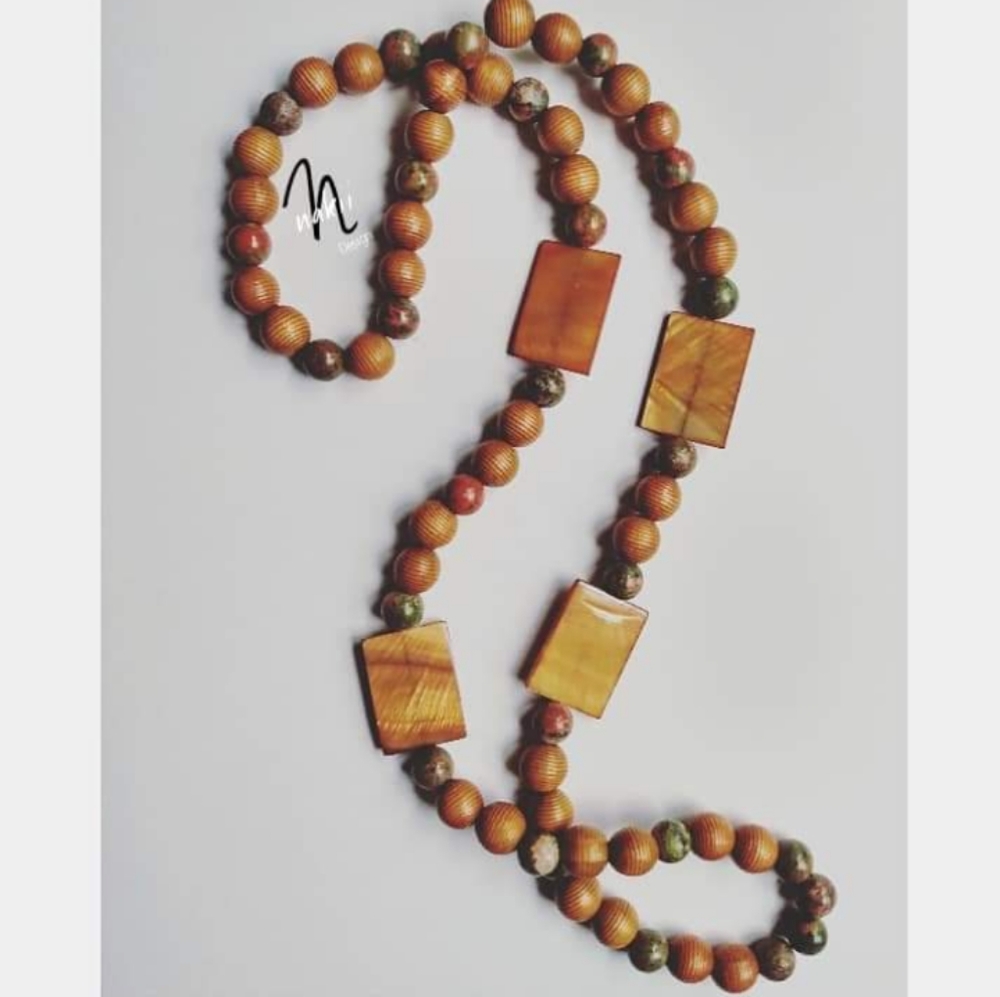 Handcrafted Shell and Wood Beaded Necklace